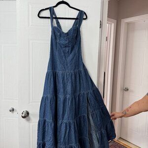 Denim Maxi Dress with Side Slit